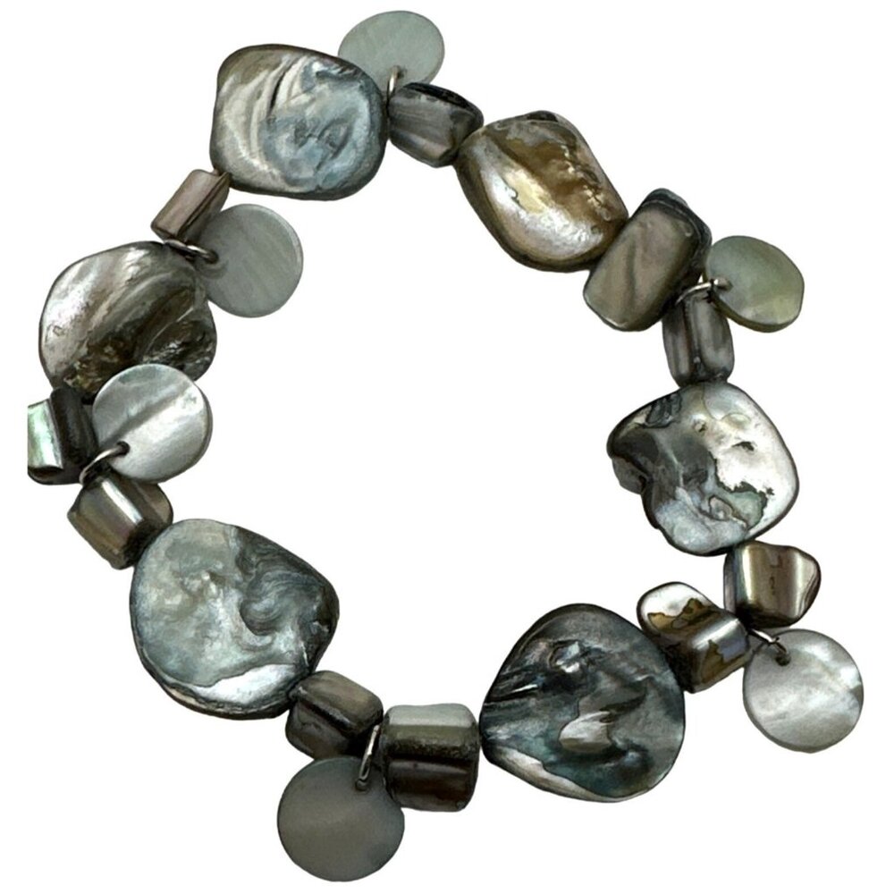 Coastal Chic Shell Stretch Bracelet Mother of Pearl Abalone Beachy Sea Siren